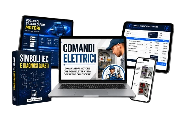 Mockup digitale di Comandi Elettrici su libro, tablet e computer
